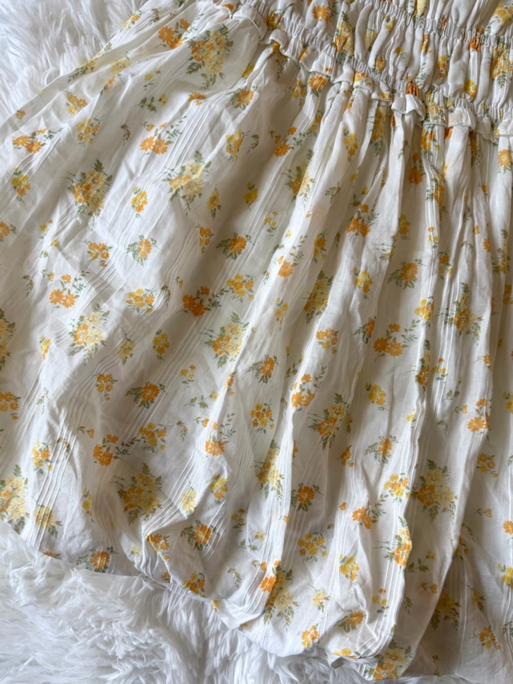 Jessica Simpson Yellow Floral Strapless Smocked Bubble Hem Mini Dress NWT Sz S - Picture 4 of 9